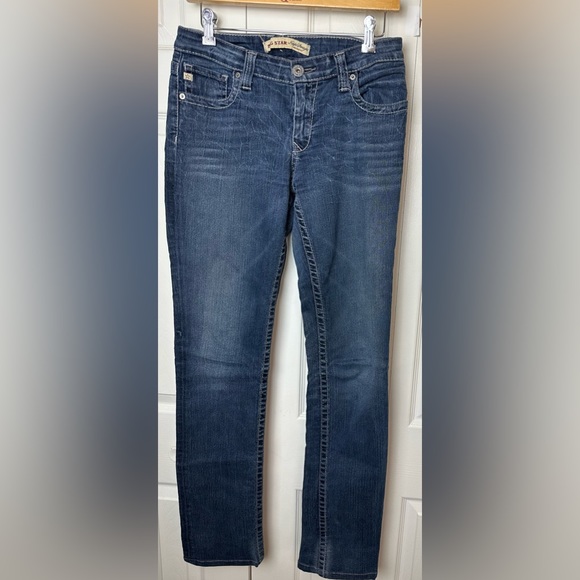 BIG STAR Long Kayla Straight Leg Denim Jeans Embellished Dark Wash Mid Rise - Picture 2 of 10